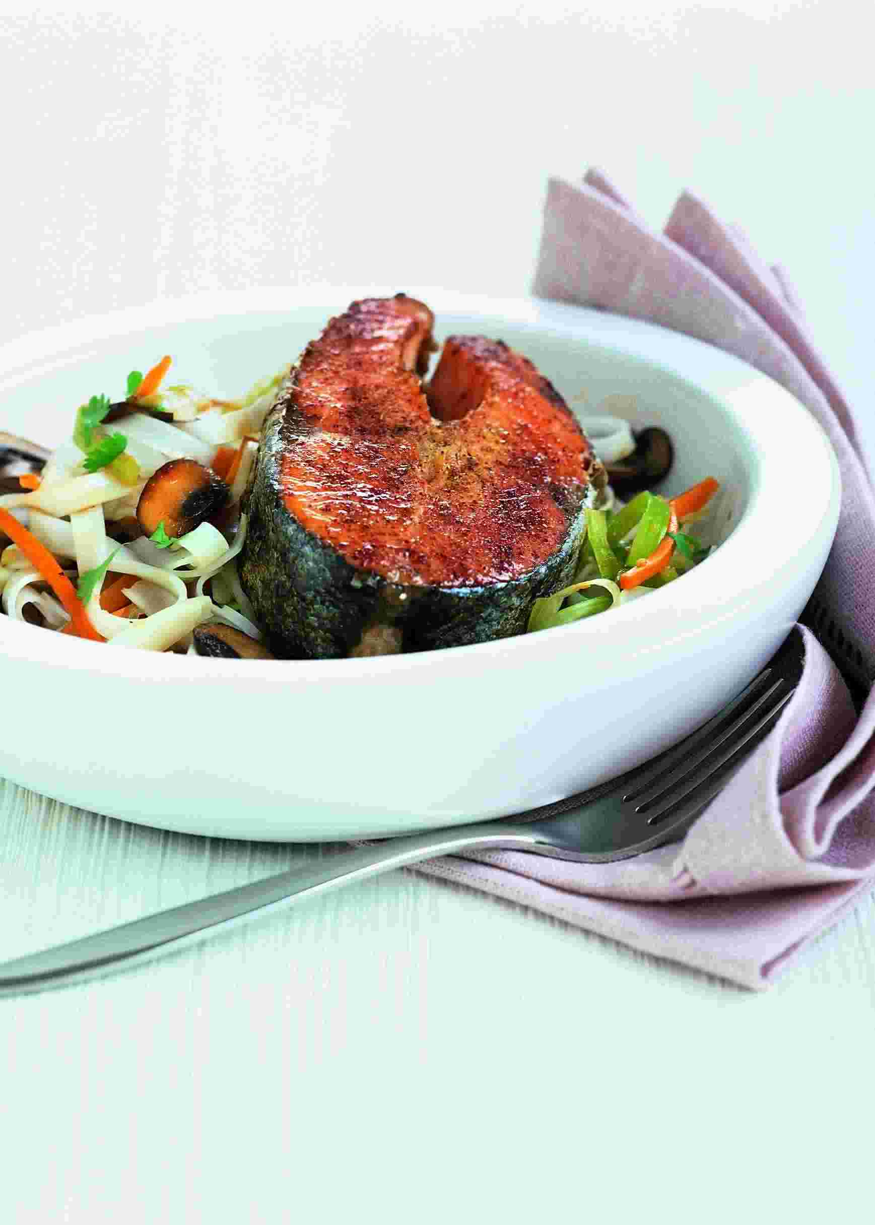 Asian Salmon with Rice Noodles Asian Salmon with Rice Noodles picture