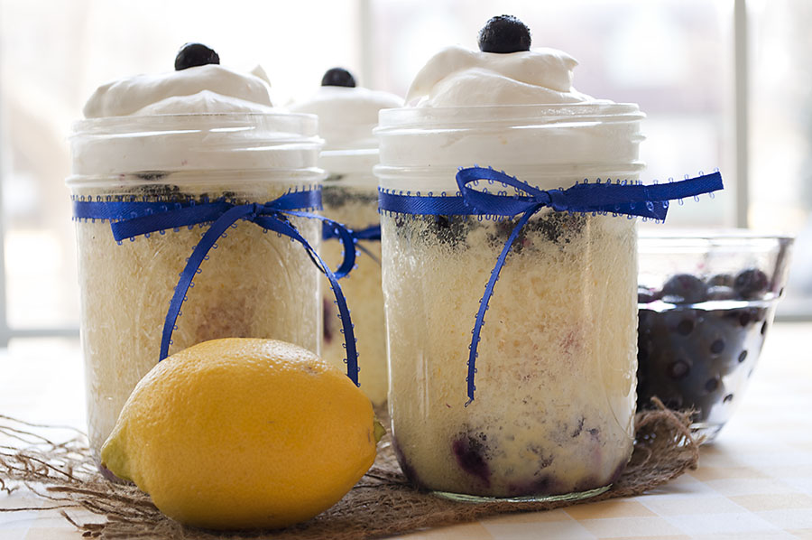 Lemon & Blueberry Mason Jar Cakes Lemon & Blueberry Mason Jar Cakes picture