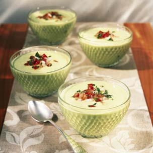 Avocado Soup with Shrimp and Salsa Avocado Soup with Shrimp and Salsa picture