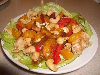 PEANUT BUTTER CHICKEN WITH MANDARIN CASHEW SALAD: PEANUT BUTTER CHICKEN WITH MANDARIN CASHEW SALAD: picture
