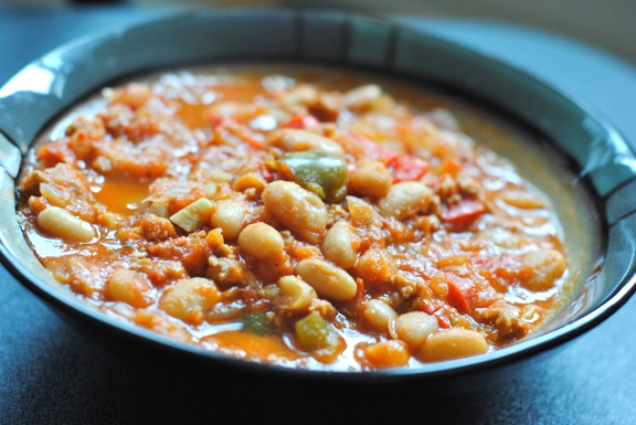 Beans with Spiced Pepper Sausage Beans with Spiced Pepper Sausage picture