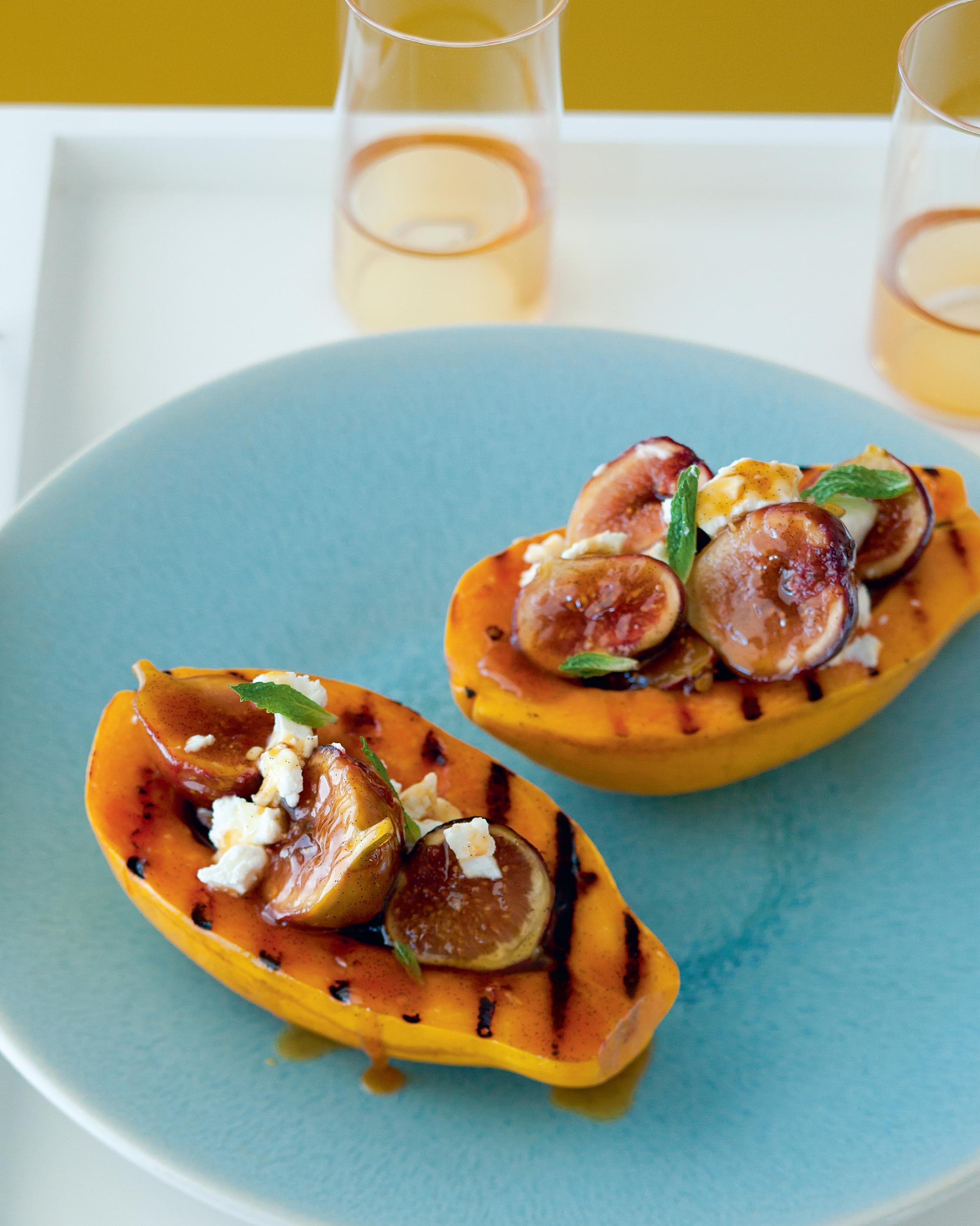 CARAMELIZED VANILLA FIGS with GOAT CHEESE and GRILLED PAPAYAS CARAMELIZED VANILLA FIGS with GOAT CHEESE and GRILLED PAPAYAS picture