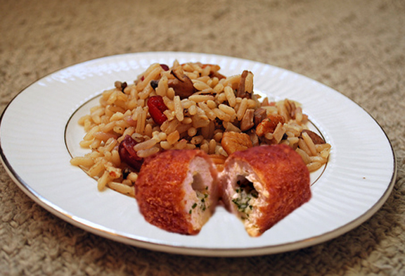 Savory Chicken Kiev With Pecan Wild Rice Savory Chicken Kiev With Pecan Wild Rice picture