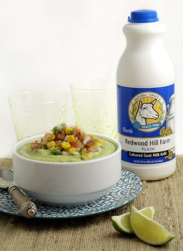 Chilled Avocado Soup with Roasted Corn and Pico de Gallo Garnish Chilled Avocado Soup with Roasted Corn and Pico de Gallo Garnish picture