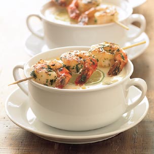 Corn Chowder with Grilled Shrimp Corn Chowder with Grilled Shrimp picture