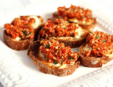 Crostini with Red Pepper Puree Crostini with Red Pepper Puree picture