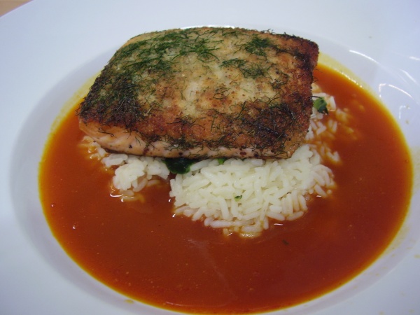 Wild Fennel Crusted Salmon With Tomato Wild Fennel Crusted Salmon With Tomato picture