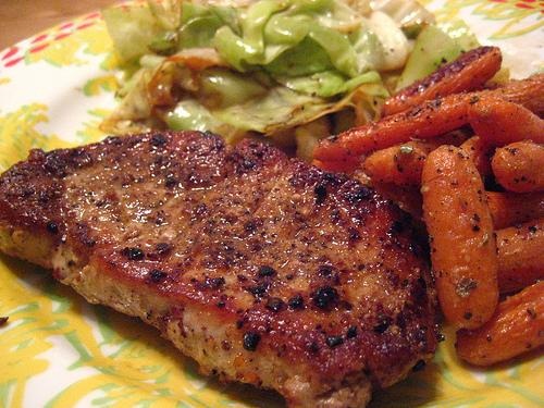 Glazed Smoked Pork with Buttered Carrots and Cabbage Glazed Smoked Pork with Buttered Carrots and Cabbage picture