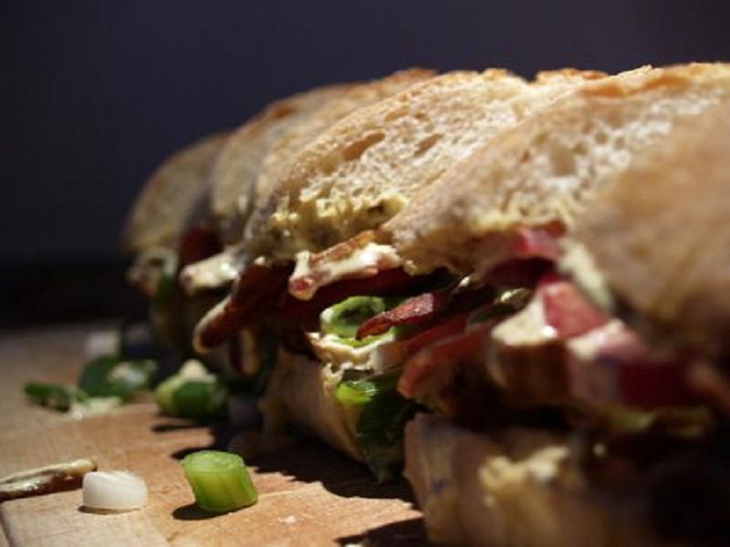 Grilled Eggplant Red Onion and Pepper Sandwich with Basil Mayonnaise Grilled Eggplant Red Onion and Pepper Sandwich with Basil Mayonnaise picture