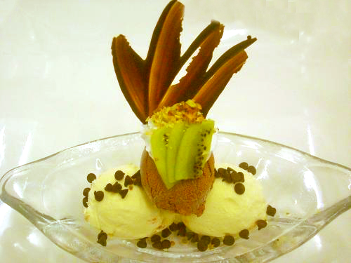 Avocado Pistachio Ice Cream with Chocolate Sauce Avocado Pistachio Ice Cream with Chocolate Sauce picture