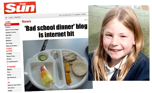 This little girl has been published almost everywhere in England. Martha Payne 2