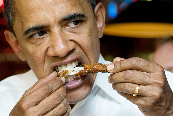 Prez licking a bone clean Obama 3
