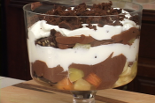 Layered Chocolate Pudding And Tropical Fruits