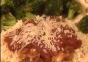 Chicken Parmesan Over Orzo With Roasted Lemon Garlic Broccoli