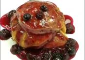 Lemon Soufflé Pancakes With Blueberry Sauce