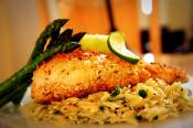 Not So Fried Chicken With Emeril Orzo And Roasted Asparagus