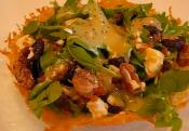 Arugula Cherry Pecan Salad In Parmesan Bowl