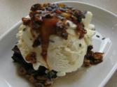 Baked Goat Cheese Salad And Walnut Honey Sauced Brownie