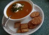 Cheddar Cheese Soup With Bakes Potatoes