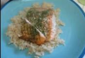 Baked Dill Salmon Over Rice