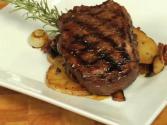 Balsamic And Rosemary Marinated Sirloin Steak With Portabella Mushroom And Potato Hash