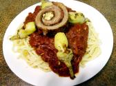 Classic Pasta Braciole With Beef Steak And Italian Tomatoes 