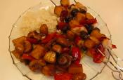 Chicken Kebabs Marinated With Soy Sauce And Brown Sugar