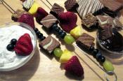 Brownie And Fruit Kebabs With Dip