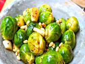 Wine And Herb Infused Christmas Brussels Sprouts With Toasted Pine Nuts  