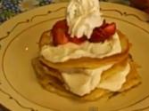 Buttermilk Pancakes With Sweet Cream Filling Topped With Strawberries 