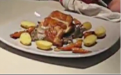 Panfried Chicken With Mushroom Sauce And Caramelized Carrot And Onion