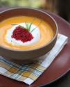 Carrot Soup With Tarragon Cream & Saffron Infused Whitefish Roe