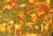 Chicken And String Beans With Cooked White Rice