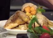 Chicken And Waffle Topped With Summer Fruit Salsa 