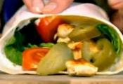 Wrapped Chicken Kebab With Pickles And Garlic Sauce