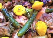 Organic Chicken And Vegetables In Wine And Beer Stock