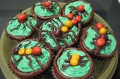 Halloween Cup Cakes With Chocolate Bugs Topping