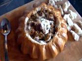Chunky Beef & Mushroom Soup In Bread Bowl