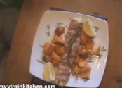 Cod Wrapped Bacon With Sweet Potato Chips