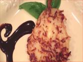Roasted Salmon, Stuffed Mushroom & Coconut Pears
