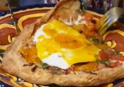 Duck Egg Pizza With A Puff Pastry Crust 