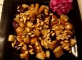 Deep Fried Eggplant In Red Sauce And Pine Nuts