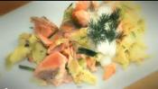 Eggs With Seared Salmon With Leeks 