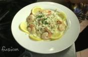 Fettuccini With Crab And Prawns In A Dill Cream Sauce