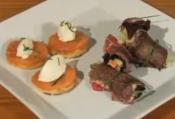 Crispy Salad And Salmon On Pancakes Finger Food Mains