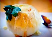 French Onion Soup In A Cheese-topped Onion Bowl