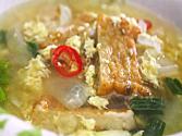 Korean Food: Fried Fish Cake And Egg Soup (어묵 계란국)