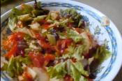 Raw Fruit And Veggies Salad With Persimmon Dressing
