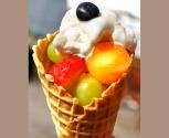 Fruit And Frozen Yogurt Waffle Cones