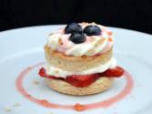Ginger Infused Shortcake with Fresh Berries & Candied Ginger Garnish